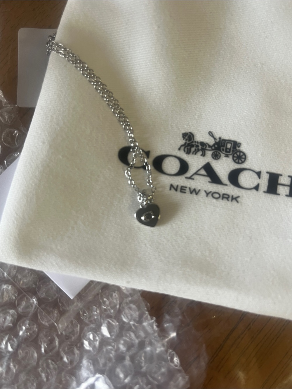 Coach Silver Heart Necklace with Chain - Picture 3 of 4